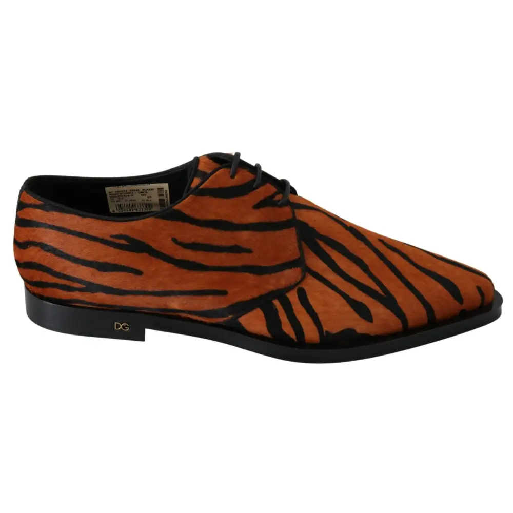 Dolce & Gabbana Orange Pony Haar Formal Kleid Broque Schuhe - EU41/US10.5