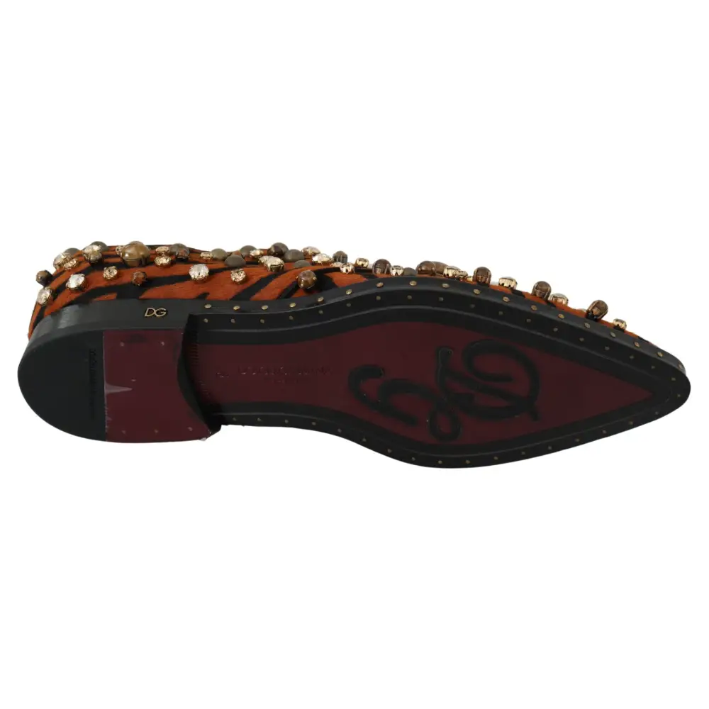 Dolce & Gabbana Orange Pony Haar Kristall Kleid Broque Schuhe - EU40/US9.5