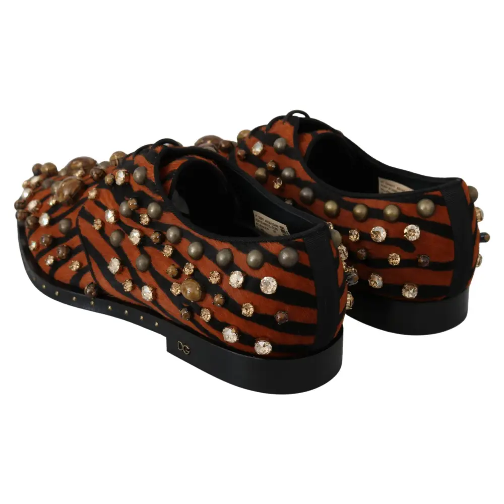 Dolce & Gabbana Orange Pony Haar Kristall Kleid Broque Schuhe - EU40/US9.5