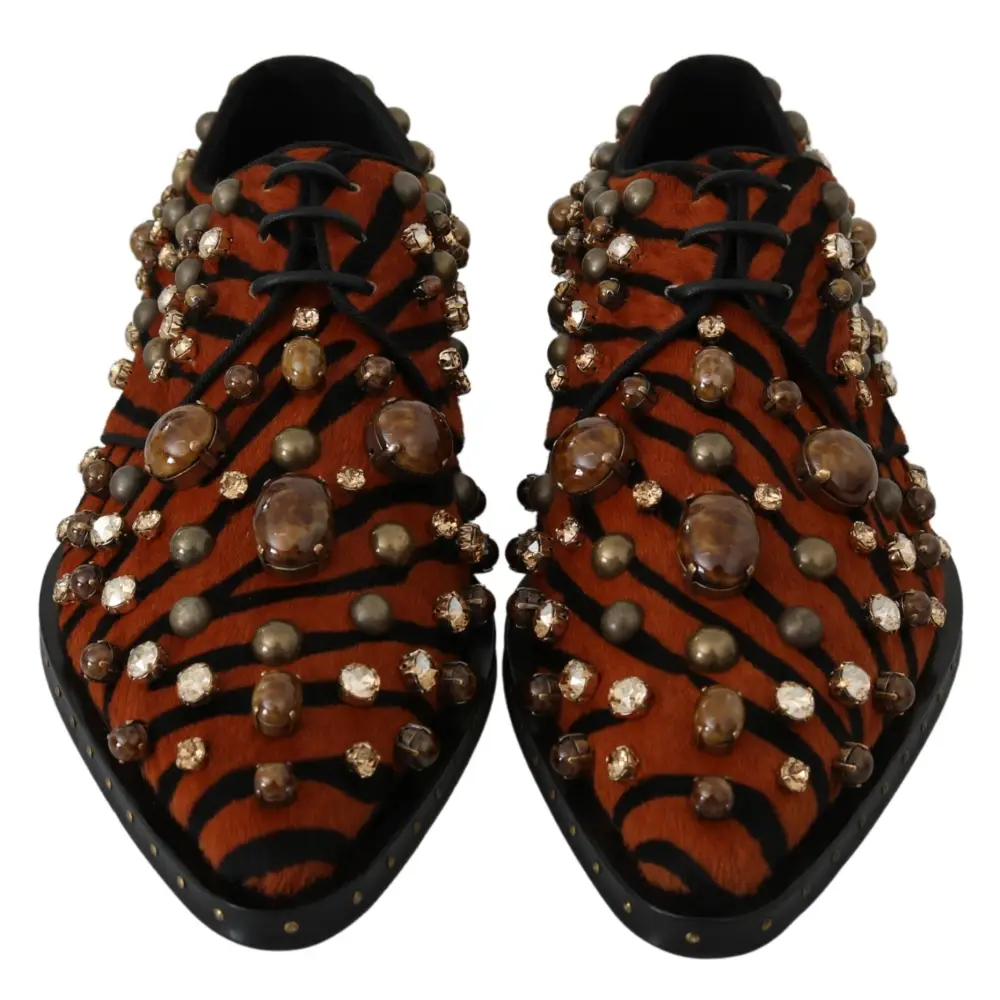 Dolce & Gabbana Orange Pony Haar Kristall Kleid Broque Schuhe - EU40/US9.5