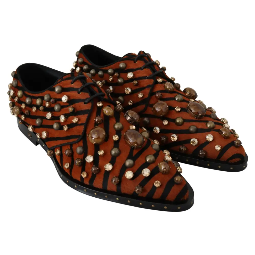Dolce & Gabbana Orange Pony Haar Kristall Kleid Broque Schuhe - EU40/US9.5