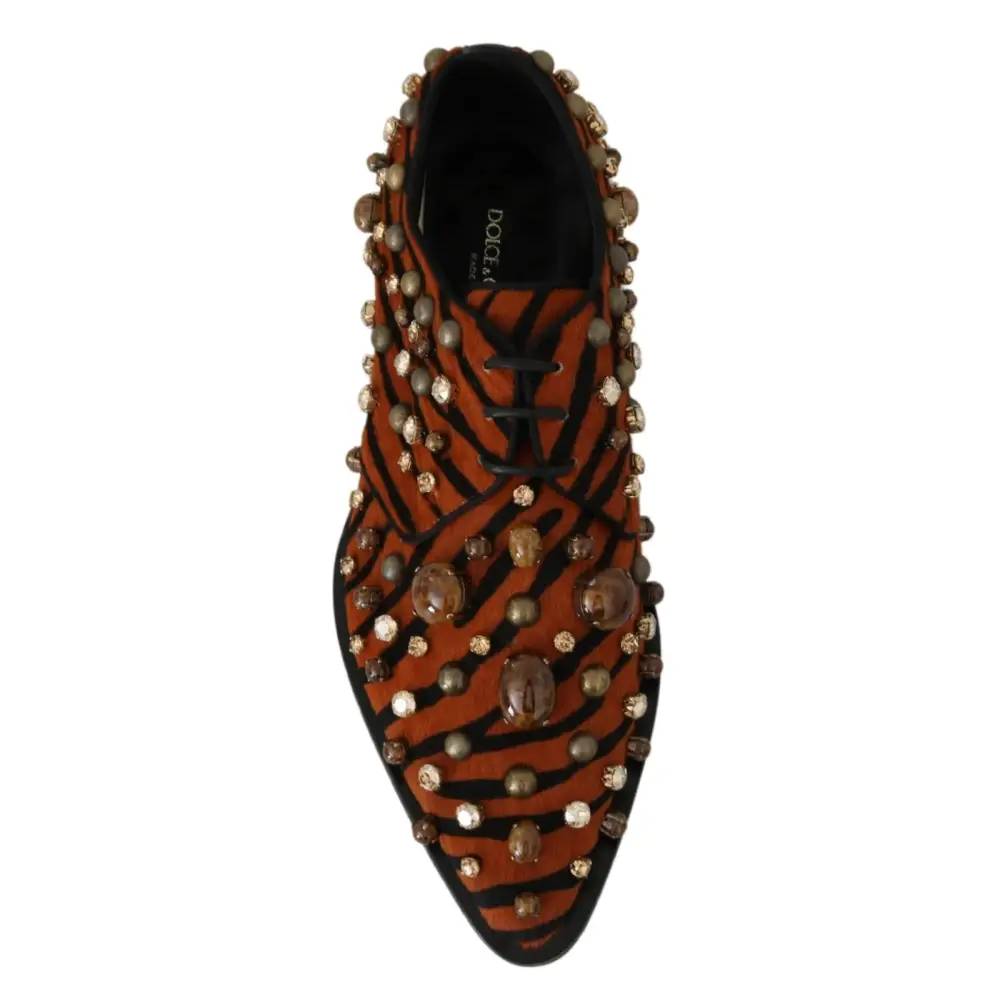 Dolce & Gabbana Orange Pony Haar Kristall Kleid Broque Schuhe - EU40/US9.5