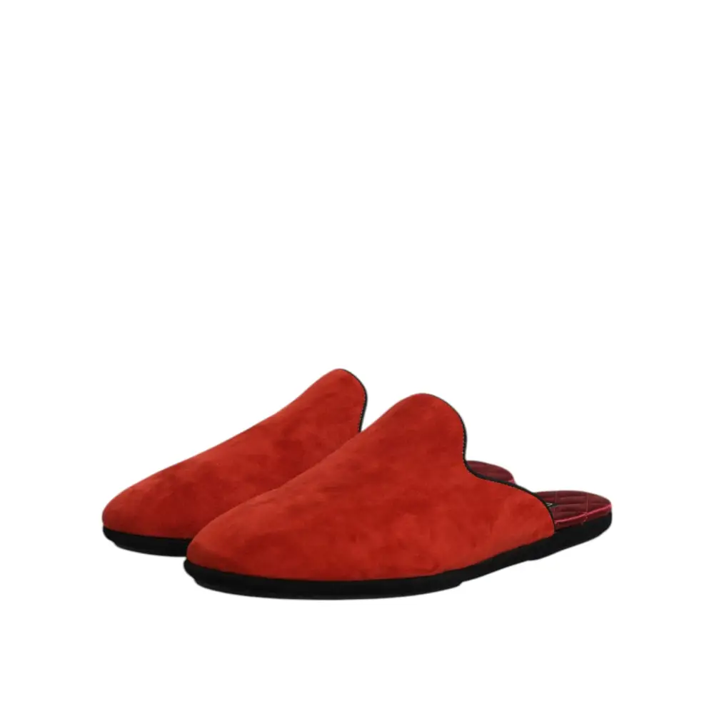 Dolce & Gabbana Orange Wildleder Pantoffeln Flache Hausschuhe - EU39/US6