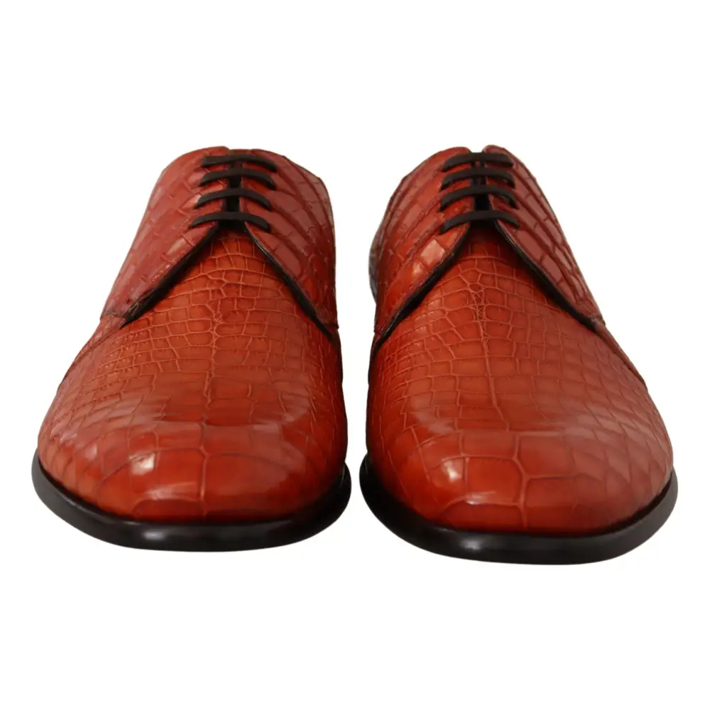 Dolce & Gabbana Orangefarbene Derby-Schuhe aus exotischem Leder