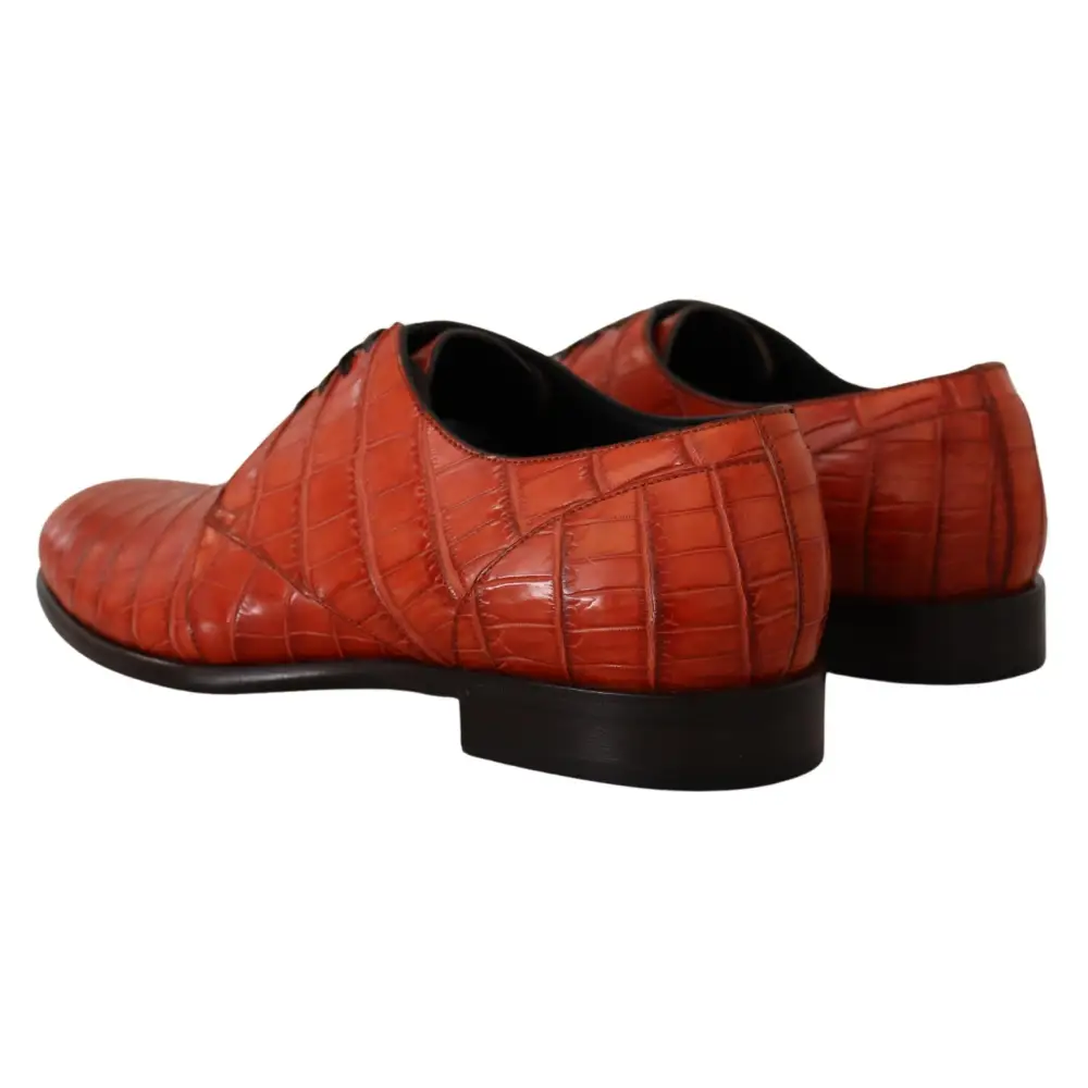Dolce & Gabbana Orangefarbene Derby-Schuhe aus exotischem Leder