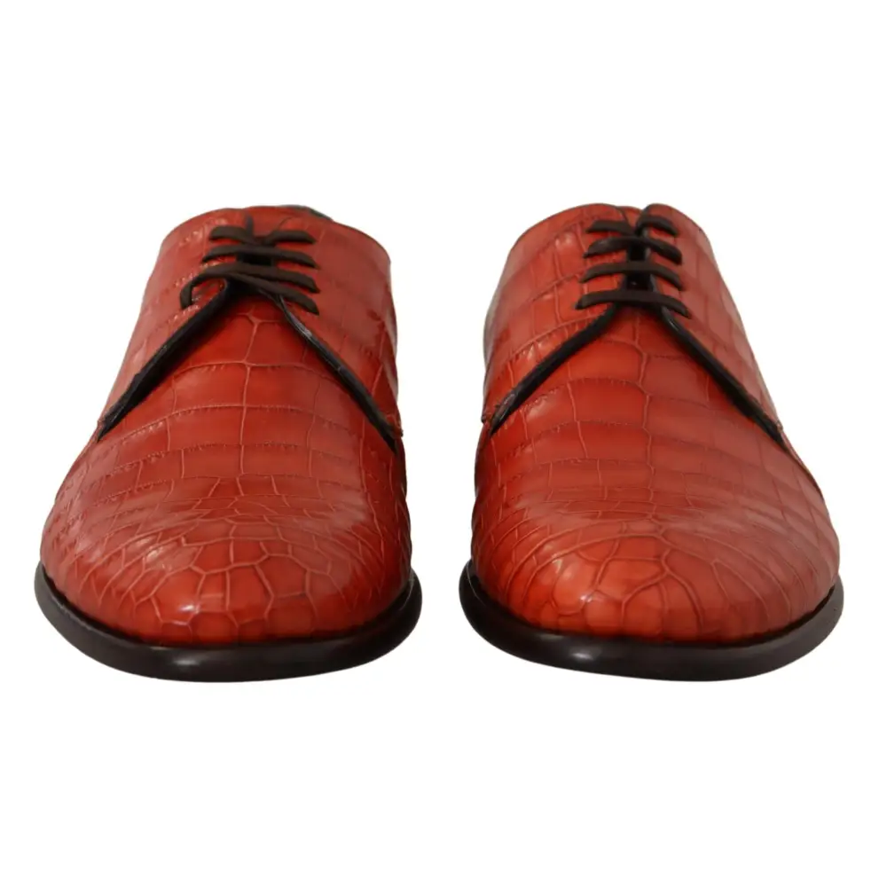 Dolce & Gabbana Orangefarbene Derby-Schuhe aus exotischem Leder