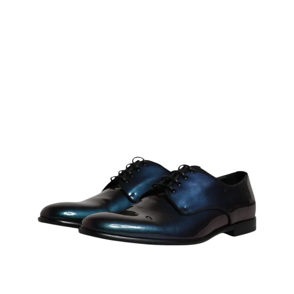 Dolce & Gabbana Peacock Lackleder Derby Männer Kleid Schuhe - EU44/US11
