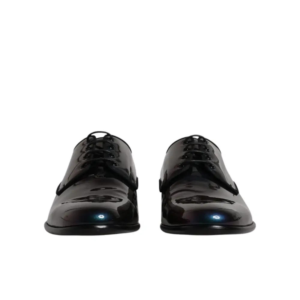 Dolce & Gabbana Peacock Lackleder Derby Männer Kleid Schuhe - EU44/US11