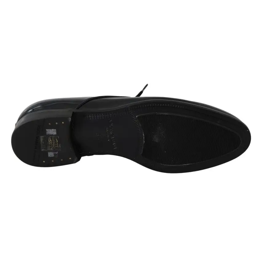 Dolce & Gabbana Polierte Derby-Schuhe aus blauem Leder - EU39/US6