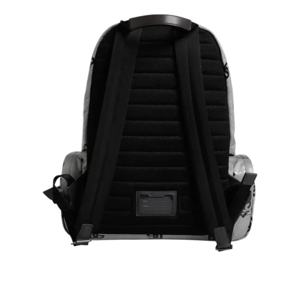 Dolce & Gabbana Polyester Grau Schwarz DG Logo Plaque Rucksack Tasche