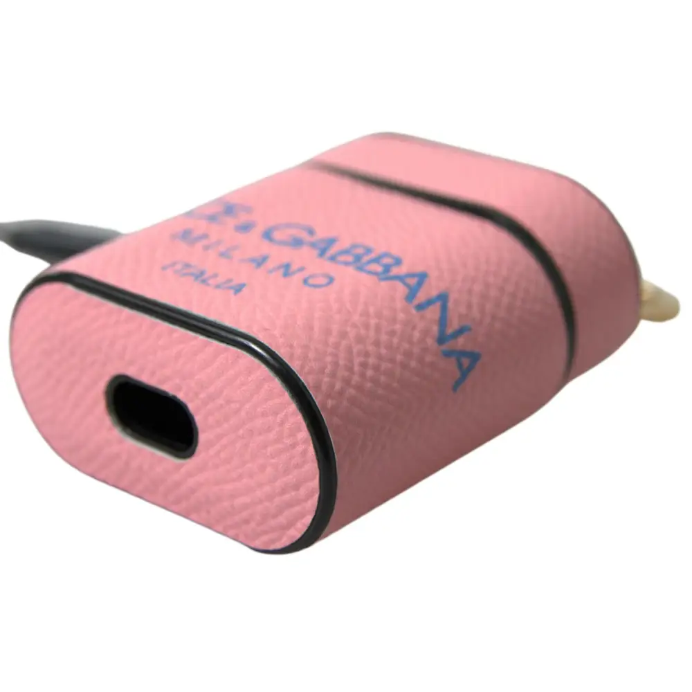 Dolce & Gabbana Rosa Blau Kalbsleder Logo Print Riemen Airpods Fall