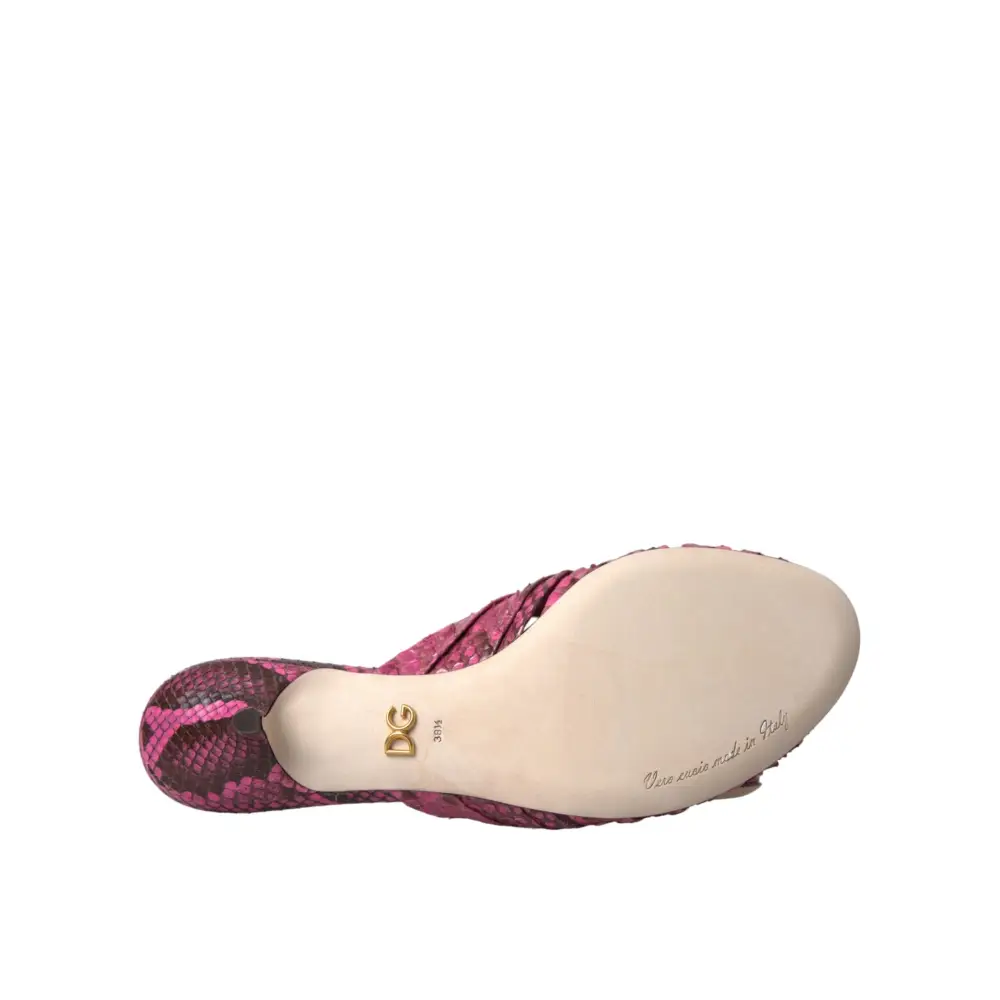 Dolce & Gabbana Rosa Exotische Leder Kitten Heels Rutschen Schuhe