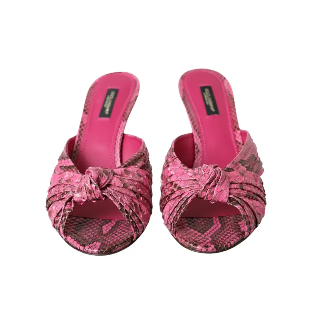 Dolce & Gabbana Rosa Exotische Leder Kitten Heels Rutschen Schuhe