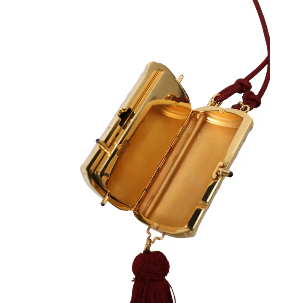 Dolce & Gabbana Rosa Exotisches Leder Mini-Spiegel Quaste Makeup Tasche