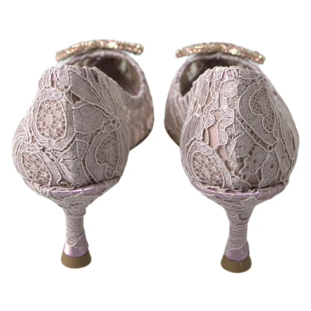 Dolce & Gabbana Rosa Floral Spitze DG Kristall Pumps Schuhe