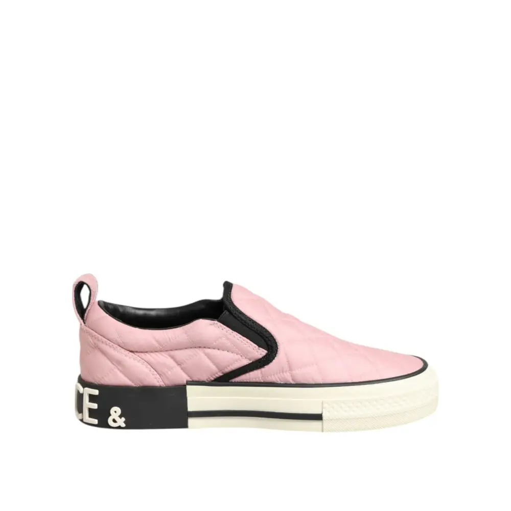 Dolce & Gabbana Rosa gesteppte Nylon Slip-On Sneaker Schuhe