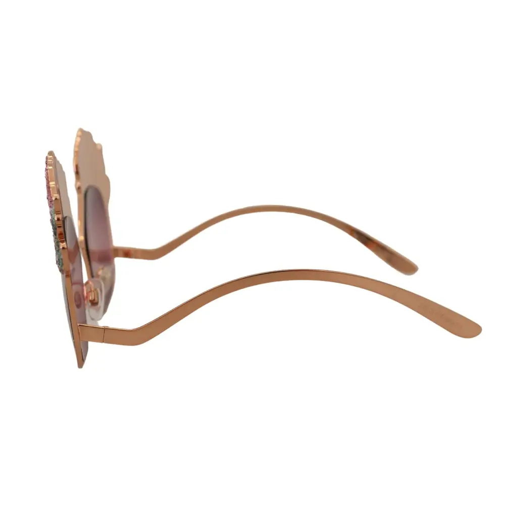 Dolce & Gabbana Rosa Gold Rose Paillettenstickerei DG2202 Sonnenbrille