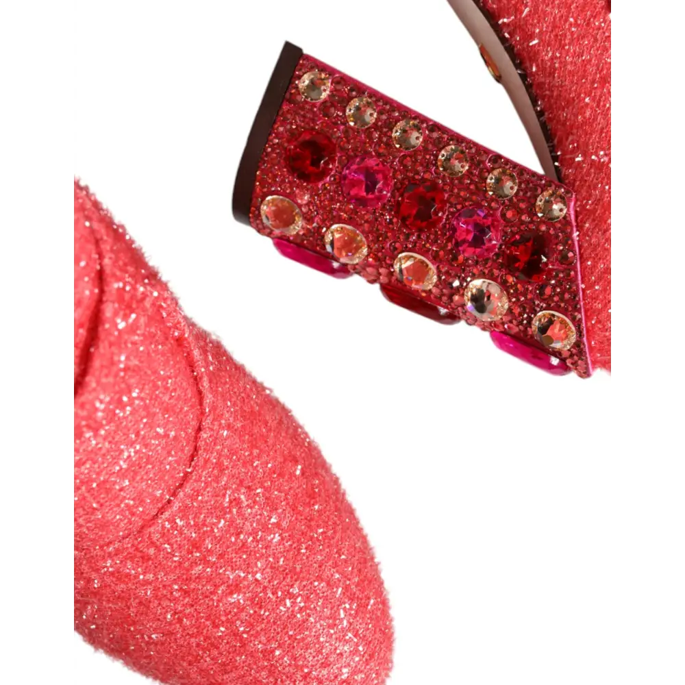 Dolce & Gabbana Rosa Kristall Lurex Fantasy Hohe Stiefel Schuhe - EU37/US7