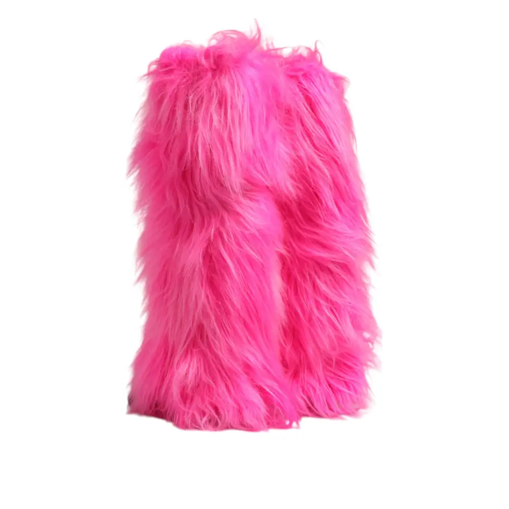 Dolce & Gabbana Rosa Kunstfell Leder High Heels Stiefel Schuhe - EU38/US7.5