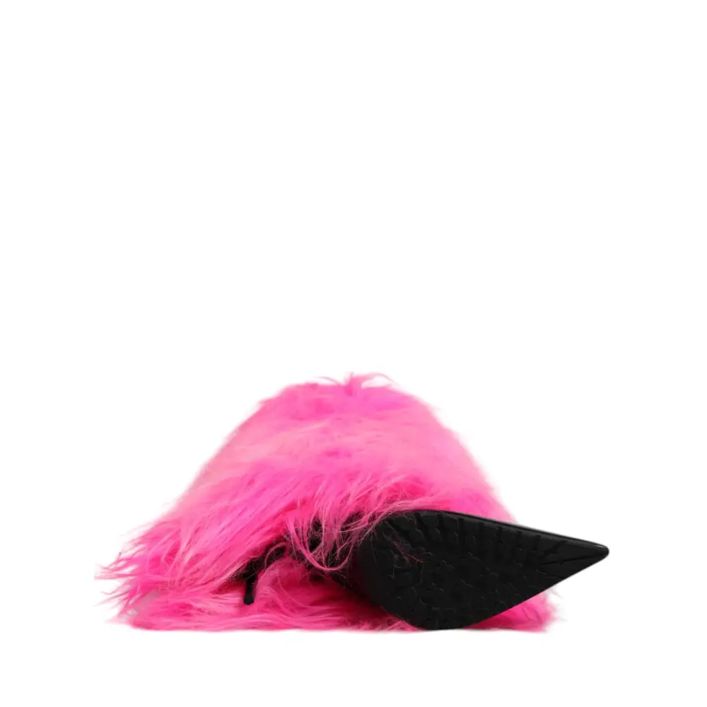 Dolce & Gabbana Rosa Kunstfell Leder High Heels Stiefel Schuhe - EU38/US7.5