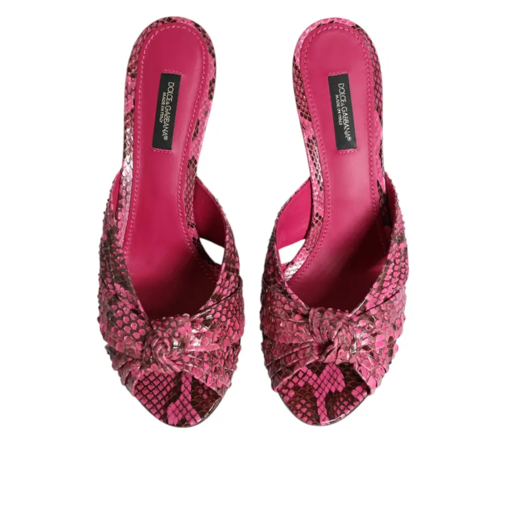 Dolce & Gabbana Rosa Leder Absätze Rutschen Sandalen Schuhe