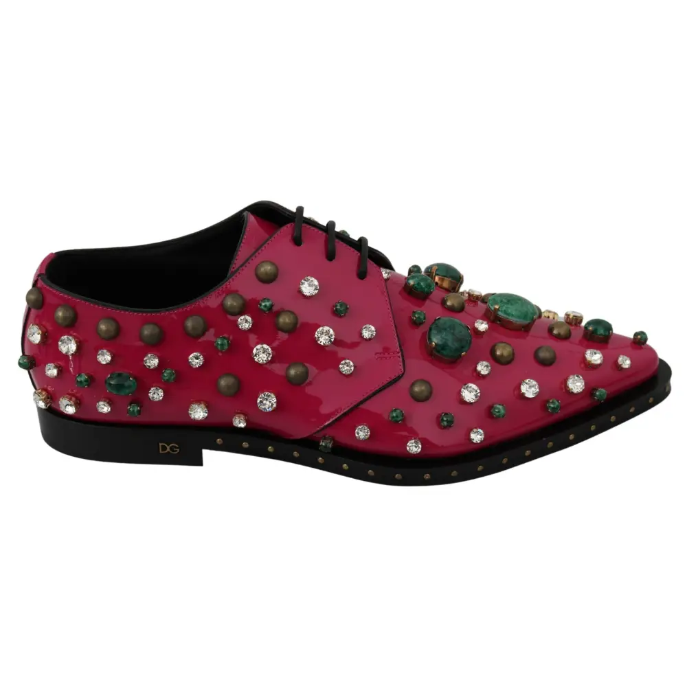 Dolce & Gabbana Rosa Leder Kristalle Kleid Broque Schuhe - EU41/US10.5