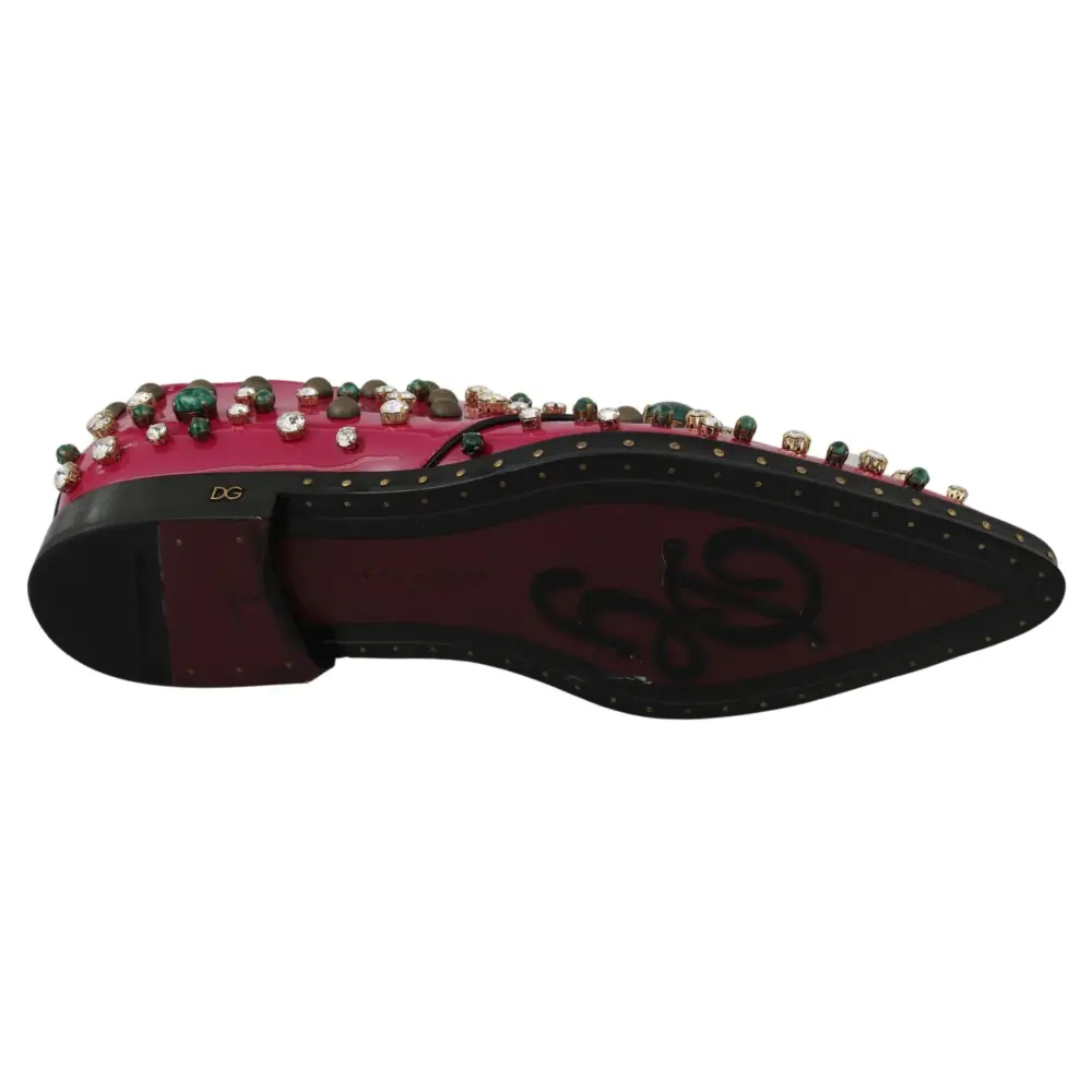 Dolce & Gabbana Rosa Leder Kristalle Kleid Broque Schuhe - EU41/US10.5