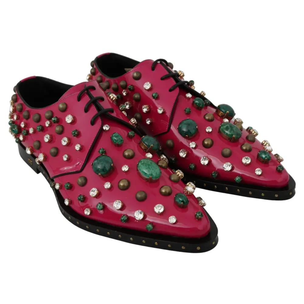 Dolce & Gabbana Rosa Leder Kristalle Kleid Broque Schuhe - EU41/US10.5