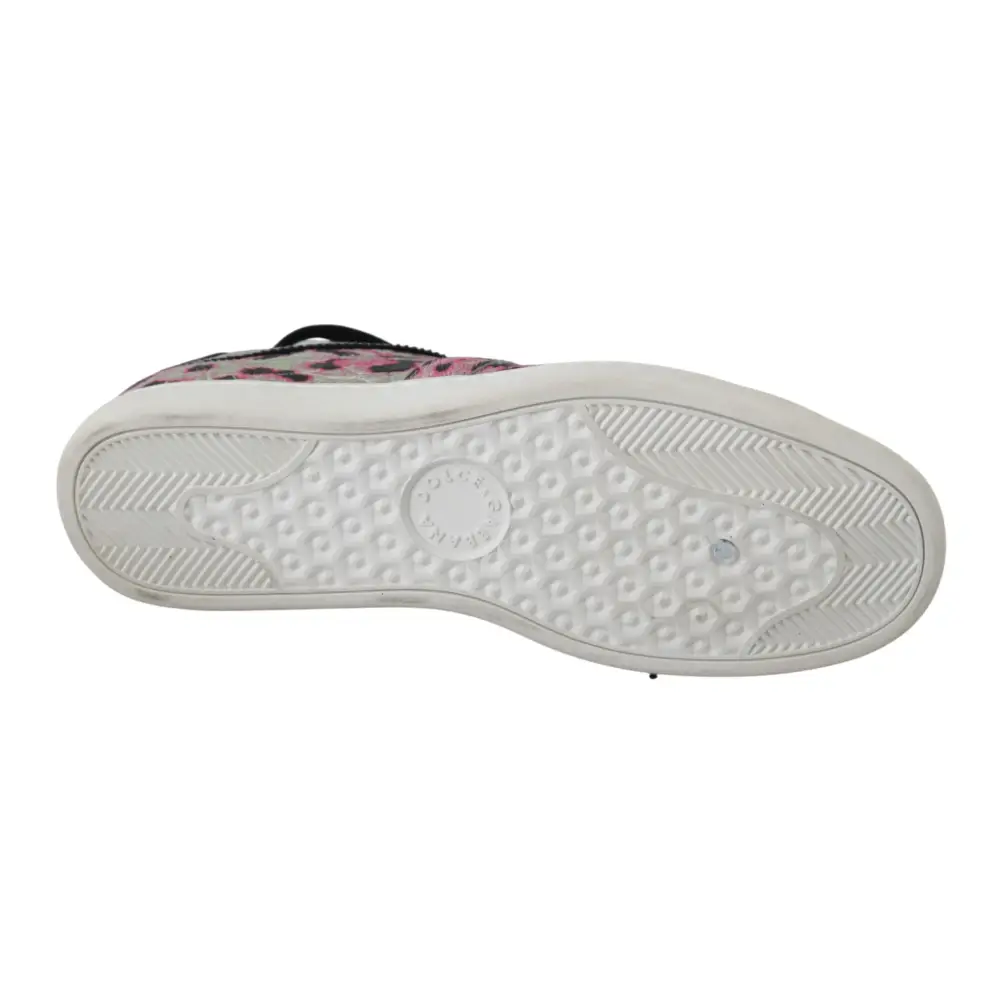 Dolce & Gabbana Rosa Leopard Print Training Leder Flache Turnschuhe - EU42/US9