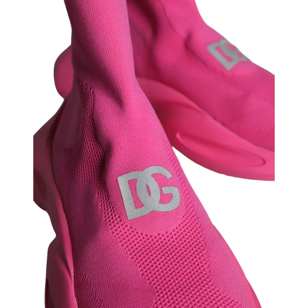 Dolce & Gabbana Rosa Logo Print Slip On Socken Turnschuhe Schuhe - EU44/US11