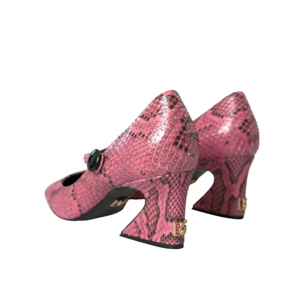 Dolce & Gabbana Rosa Python Leder Mary Jane Heels Schuhe - EU39/US8.5