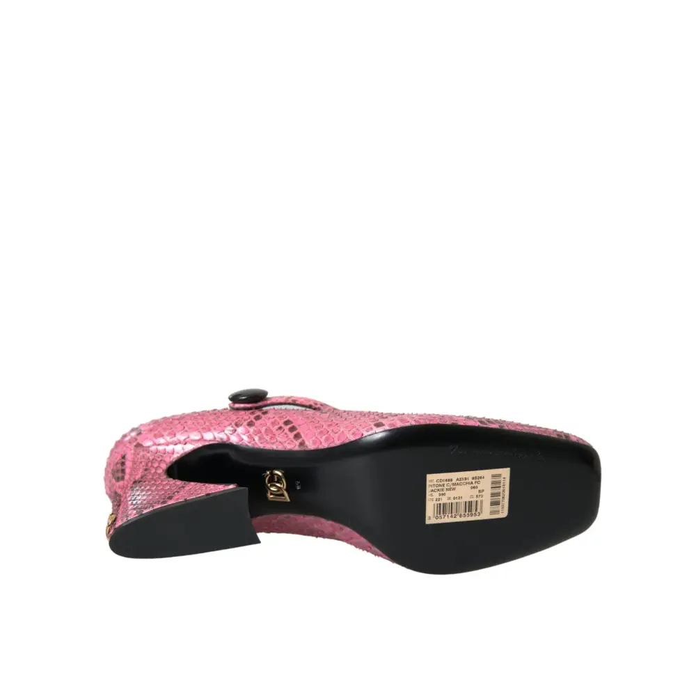 Dolce & Gabbana Rosa Python Leder Mary Jane Heels Schuhe - EU39/US8.5