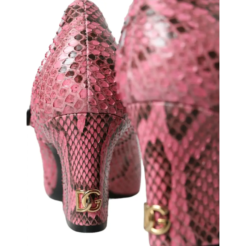 Dolce & Gabbana Rosa Python Leder Mary Jane Heels Schuhe - EU39/US8.5