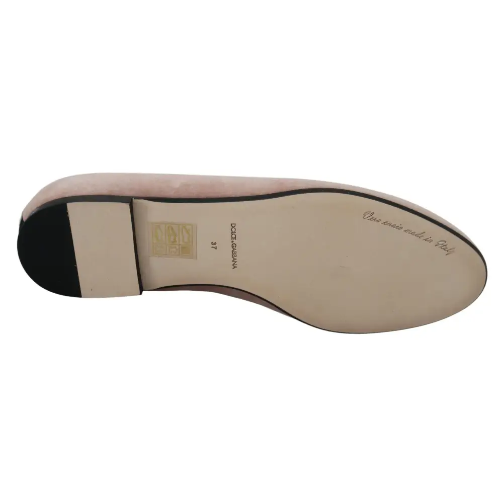 Dolce & Gabbana Rosa Samt Slip Ons Loafers Flats Schuhe