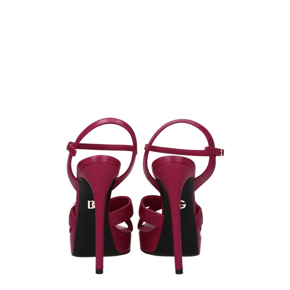 Dolce & Gabbana Rosa Sandalen mit Plateauabsatz aus Leder