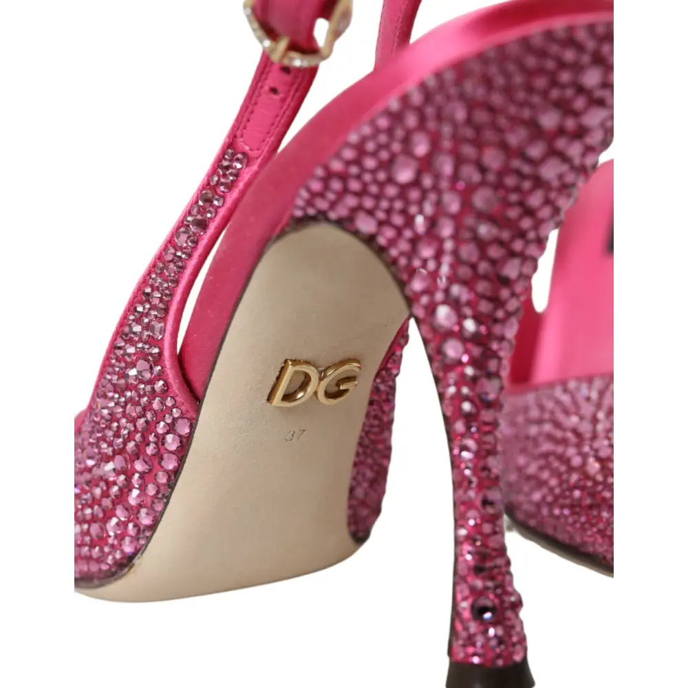 Dolce & Gabbana Rosa Slingbacks Kristall Pumps Schuhe