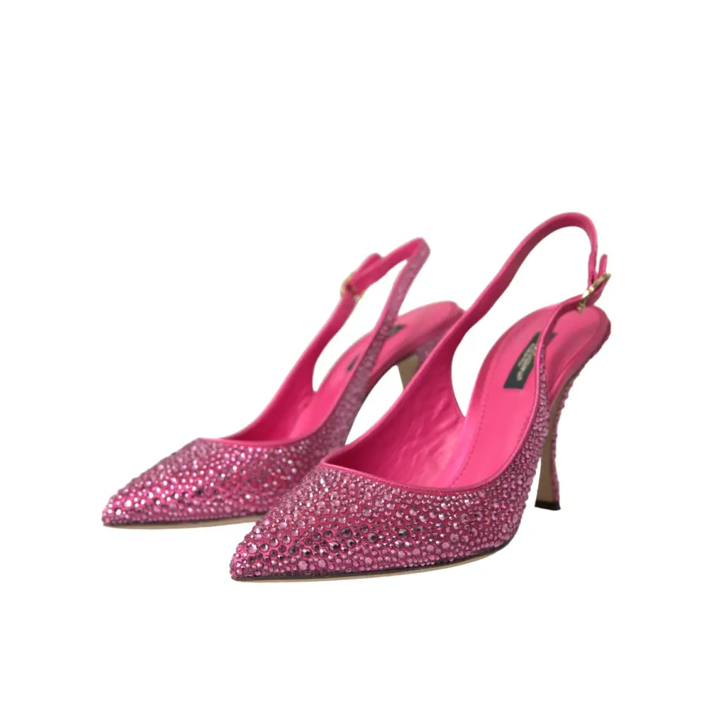 Dolce & Gabbana Rosa Slingbacks Kristall Pumps Schuhe