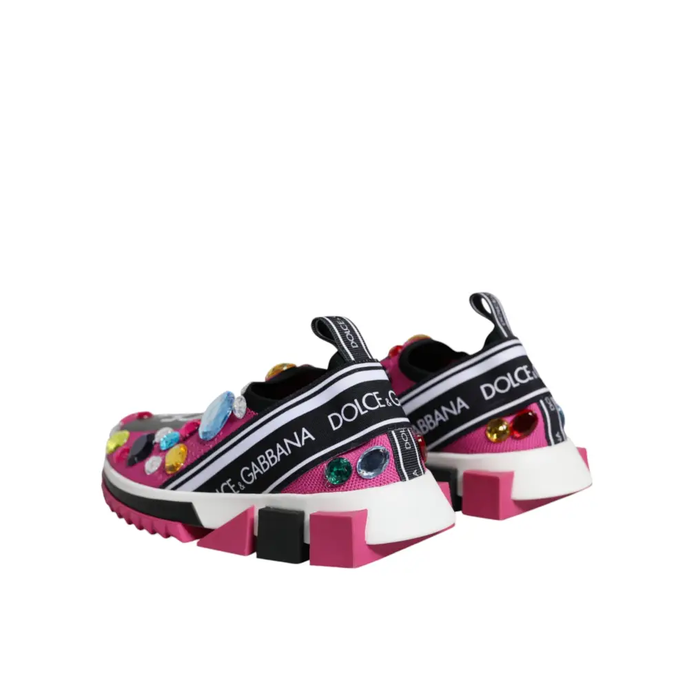 Dolce & Gabbana Rosa Sorrento Kristalle Low Top Turnschuhe Schuhe - EU37/US7