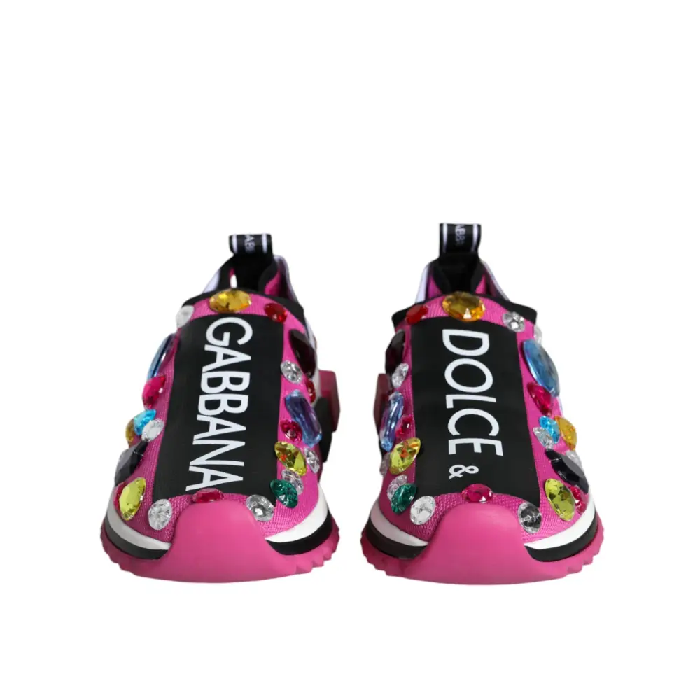 Dolce & Gabbana Rosa Sorrento Kristalle Low Top Turnschuhe Schuhe