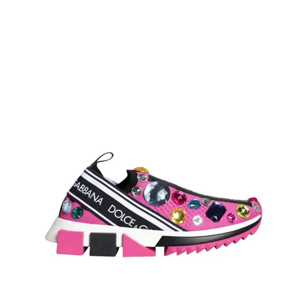 Dolce & Gabbana Rosa Sorrento Kristalle Low Top Turnschuhe Schuhe
