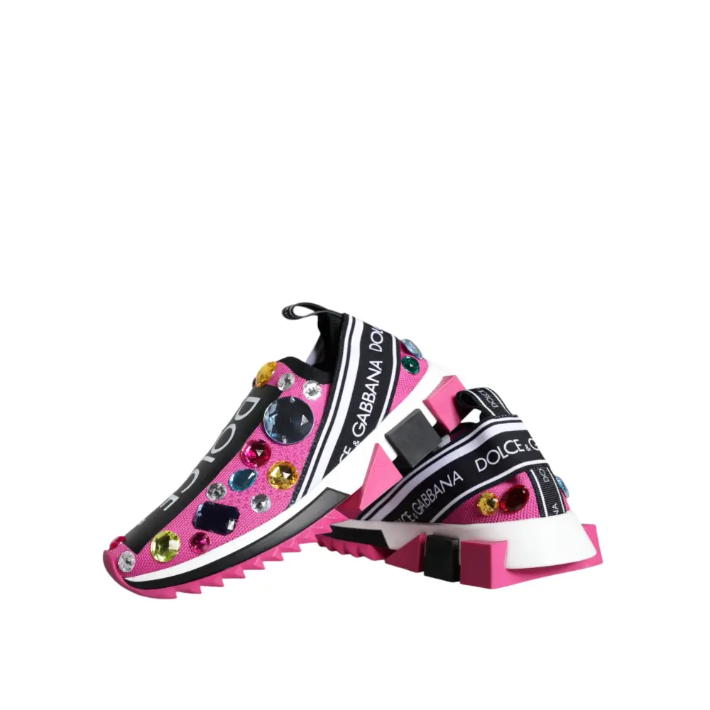 Dolce & Gabbana Rosa Sorrento Kristalle Low Top Turnschuhe Schuhe