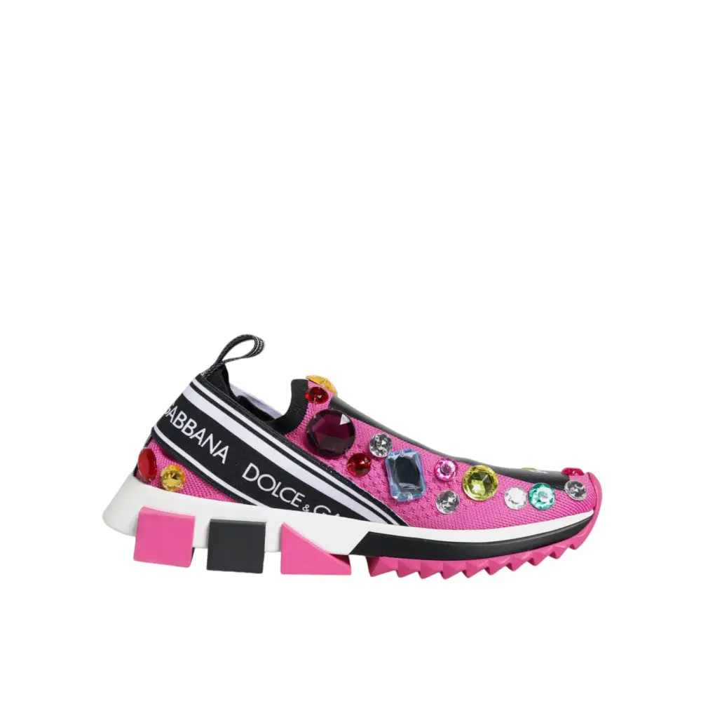 Dolce & Gabbana Rosa Sorrento Kristalle Low Top Turnschuhe Schuhe - EU37/US7