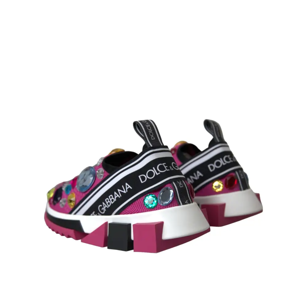 Dolce & Gabbana Rosa Sorrento Kristalle Turnschuhe Schuhe - EU36.5/US6