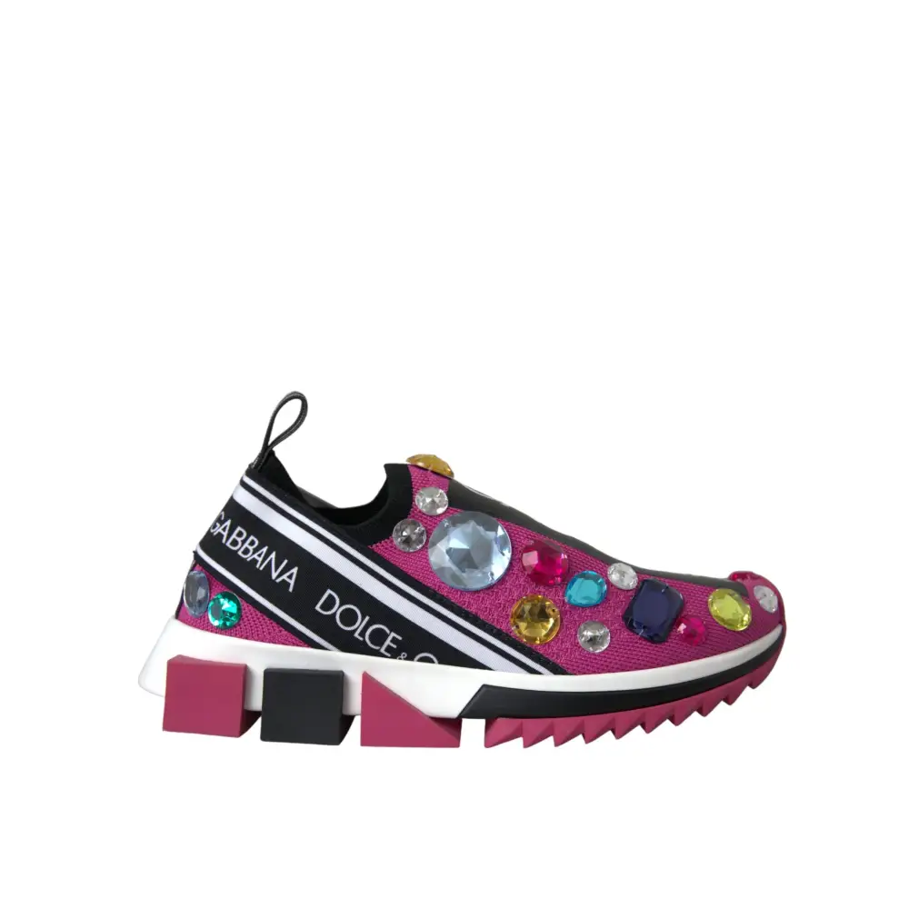 Dolce & Gabbana Rosa Sorrento Kristalle Turnschuhe Schuhe - EU36.5/US6