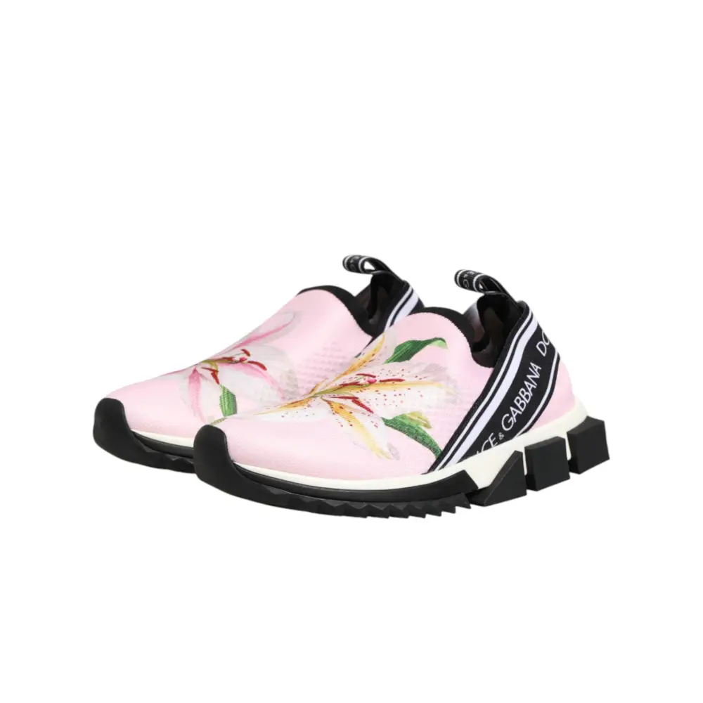 Dolce & Gabbana Rosa Sorrento Sneaker mit Blumenmuster - EU37/US6.5