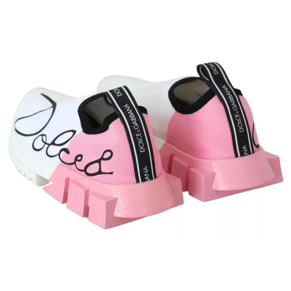 Dolce & Gabbana Rosa Weiß Logo Sorrento Turnschuhe Schuhe - EU35/US4.5