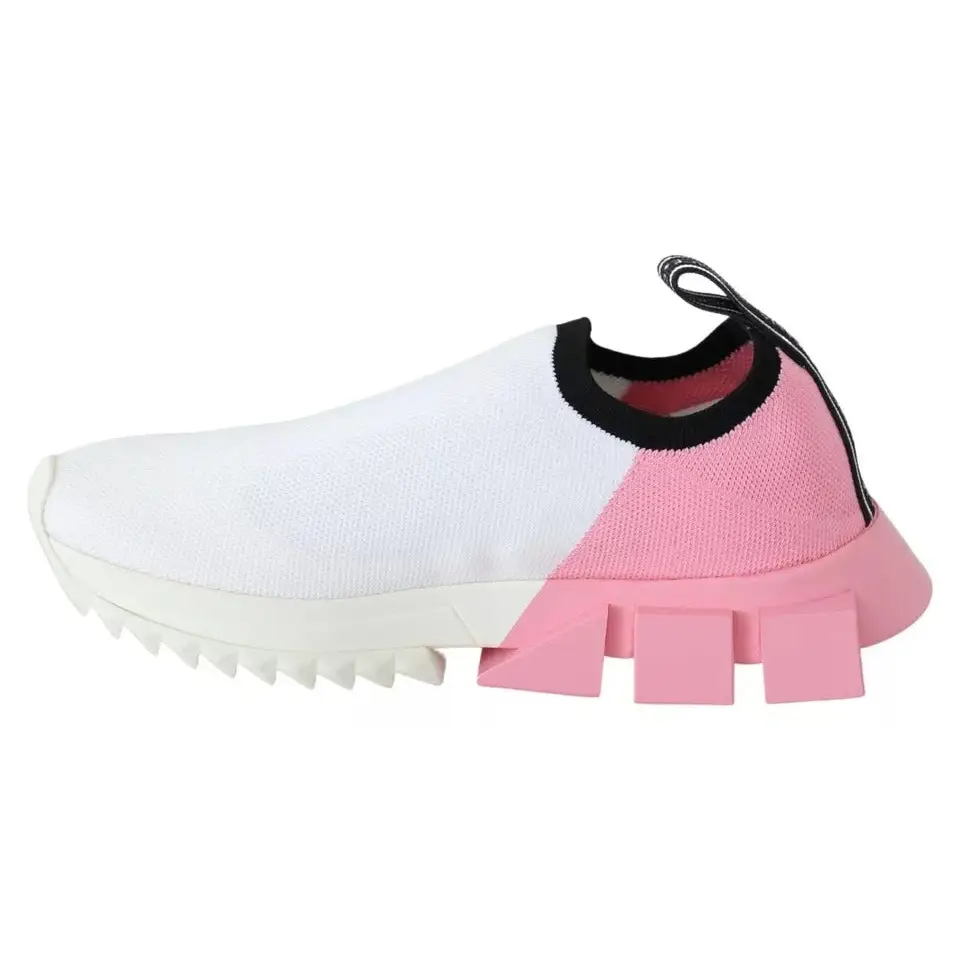 Dolce & Gabbana Rosa Weiß Logo Sorrento Turnschuhe Schuhe - EU35/US4.5