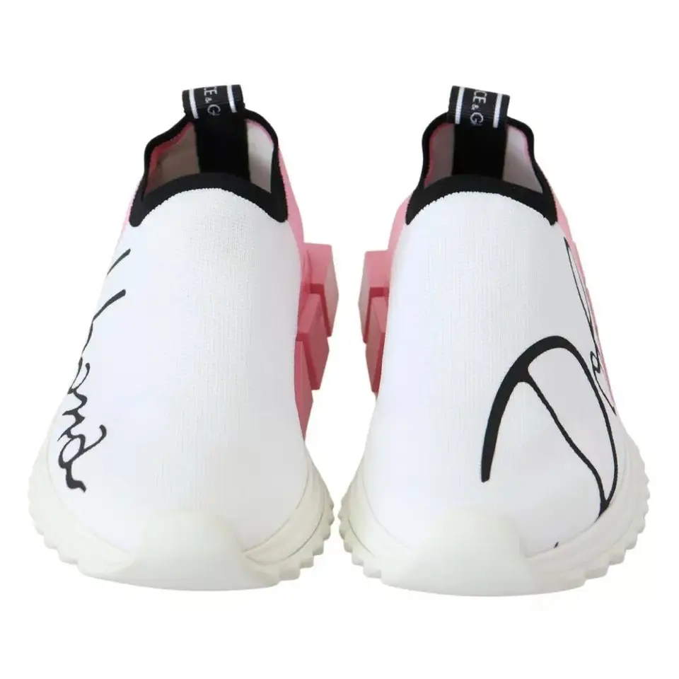 Dolce & Gabbana Rosa Weiß Logo Sorrento Turnschuhe Schuhe - EU35/US4.5