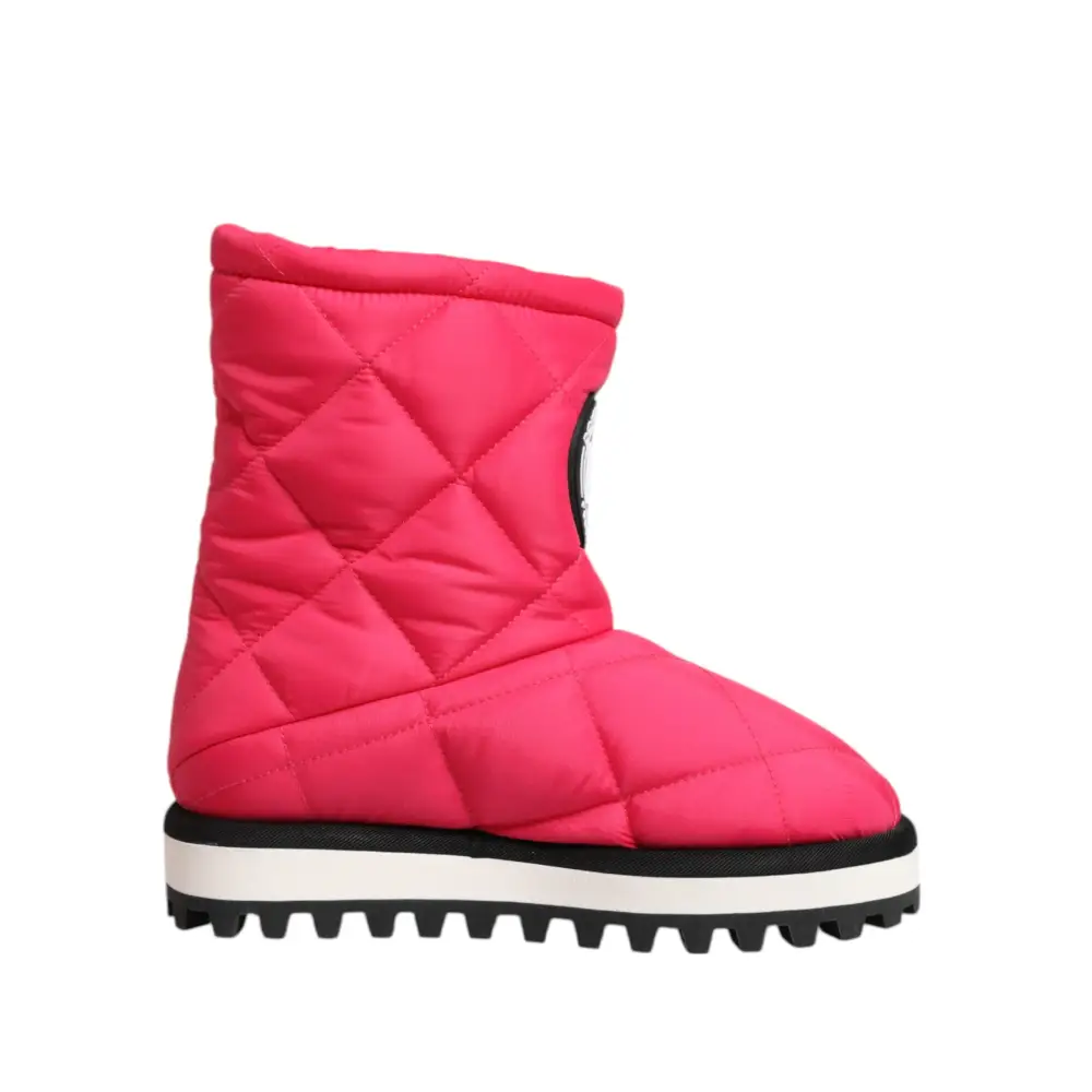 Dolce & Gabbana Rosa Weiß Viskose Gepolsterte Mittlere Wadenstiefel Schuhe