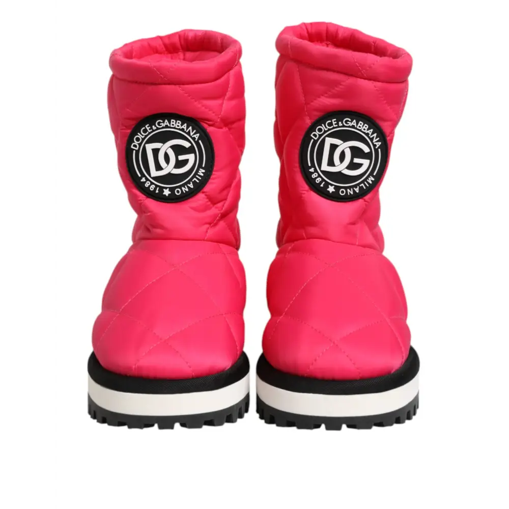 Dolce & Gabbana Rosa Weiß Viskose Gepolsterte Mittlere Wadenstiefel Schuhe